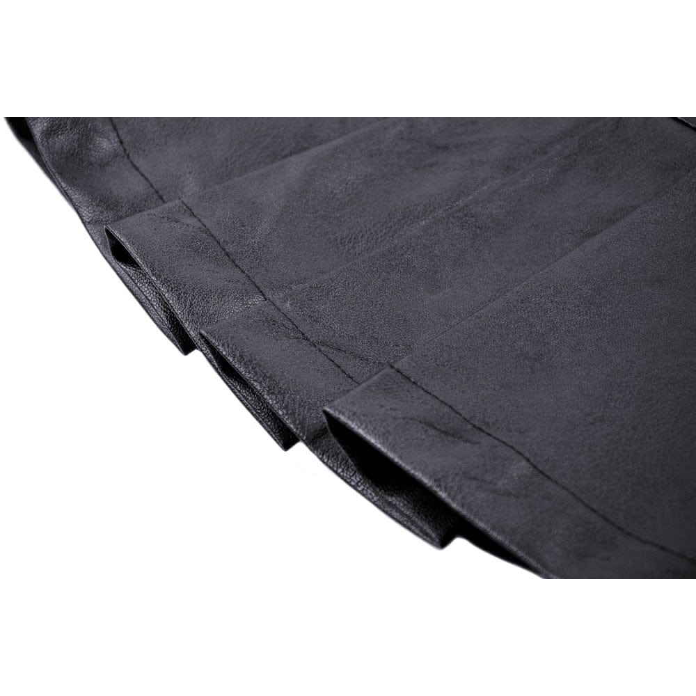Women's Punk Buckle Faux Leather Pleated Skirt - Image 17