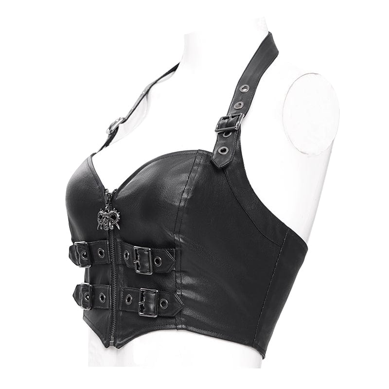 Women's Punk Buckle Halterneck Overbust Corset - Image 8