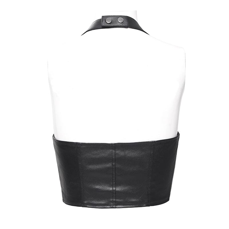 Women's Punk Buckle Halterneck Overbust Corset - Image 9