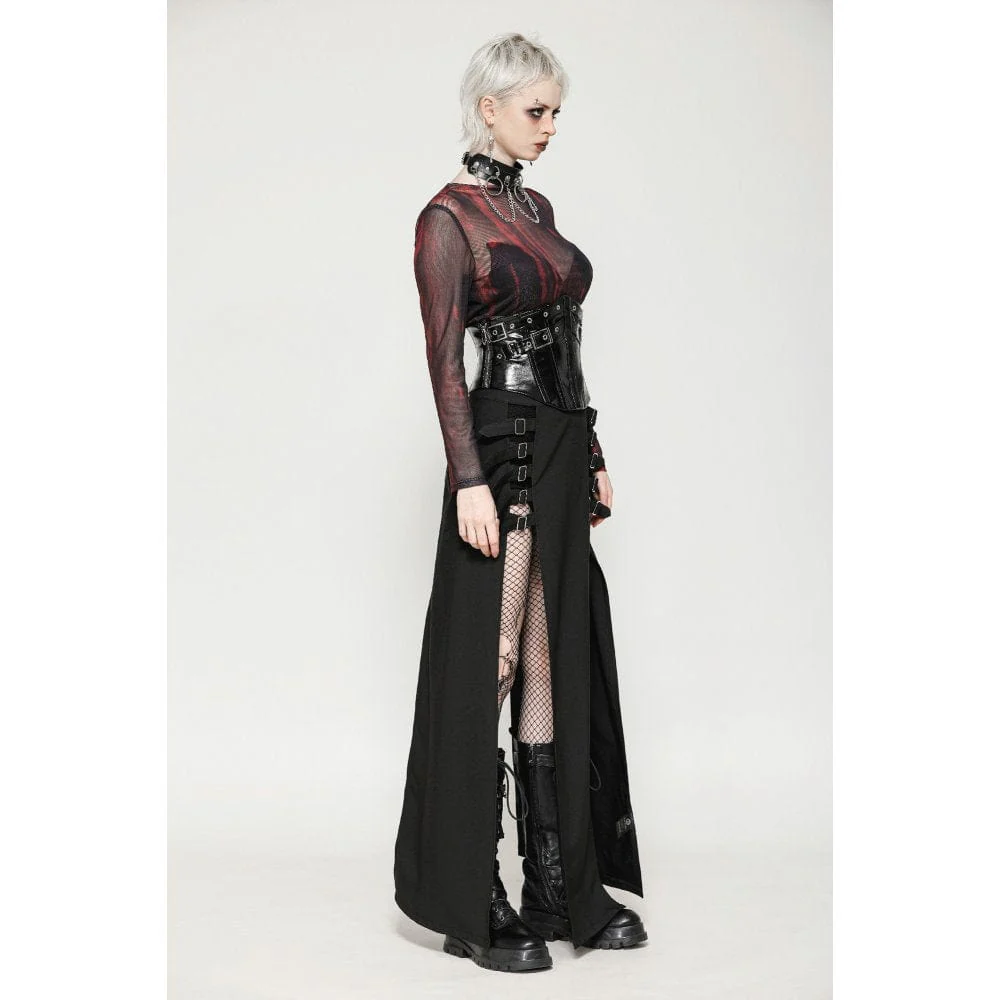 Women's Punk Buckle Patent Leather Underbust Corset - Image 10