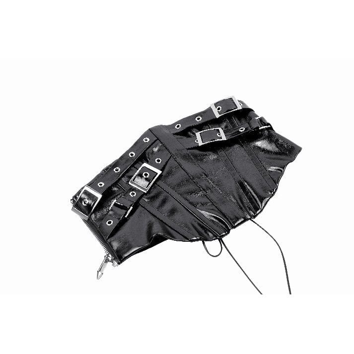 Women's Punk Buckle Patent Leather Underbust Corset - Image 14