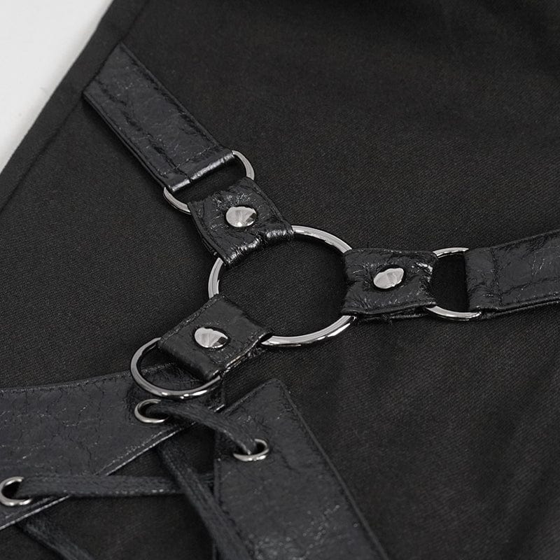 Women's Punk Buckle Splice Skinny Pants - Image 9