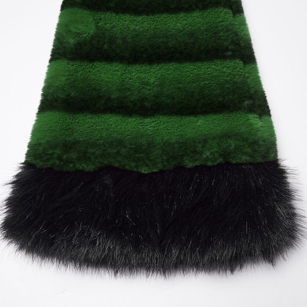 Women's Punk Buckle Strap Faux Fur Leg Warmers Green - Image 9