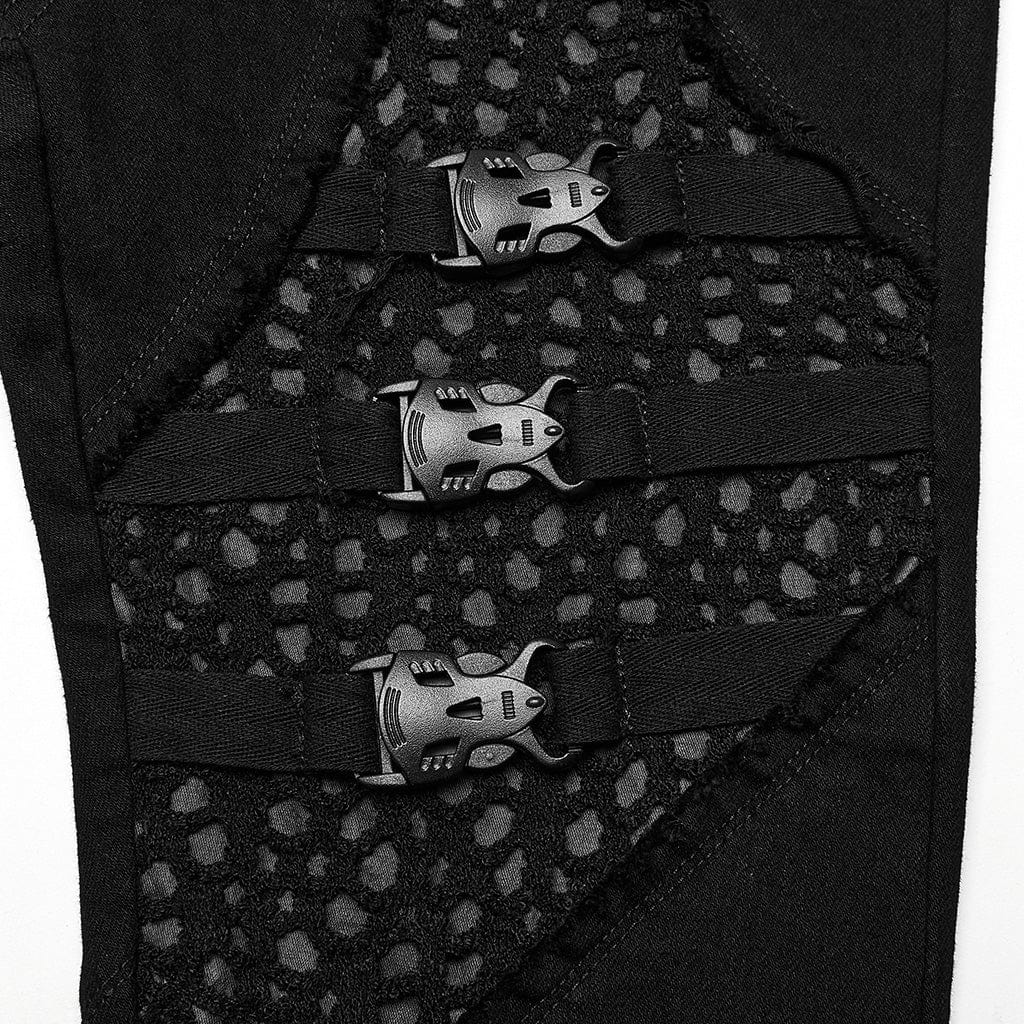 Women's Punk Buckle Unedged Flared Pants - Image 7