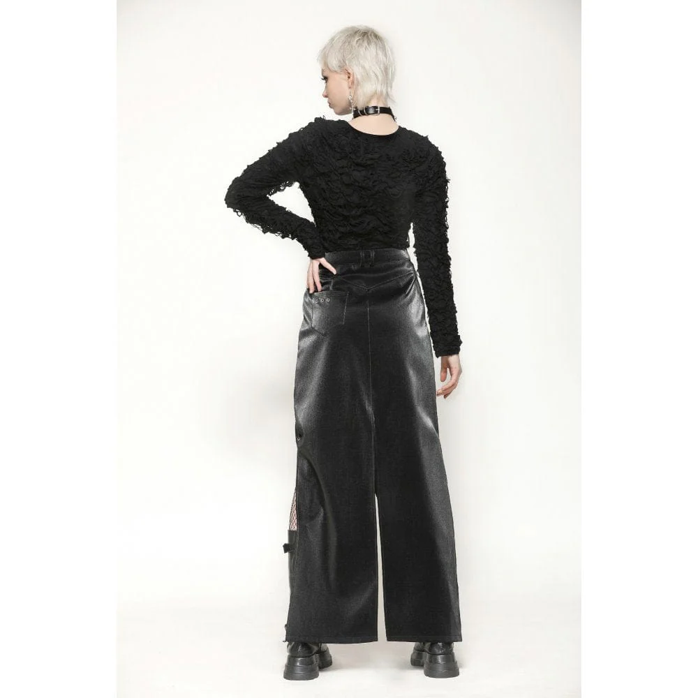 Women's Punk Buckle-up Side Slit Irregular Hem Skirt - Image 11