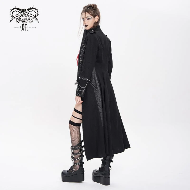 Women's Punk Buckle-up Stand Collar Chain Jacket - Image 6