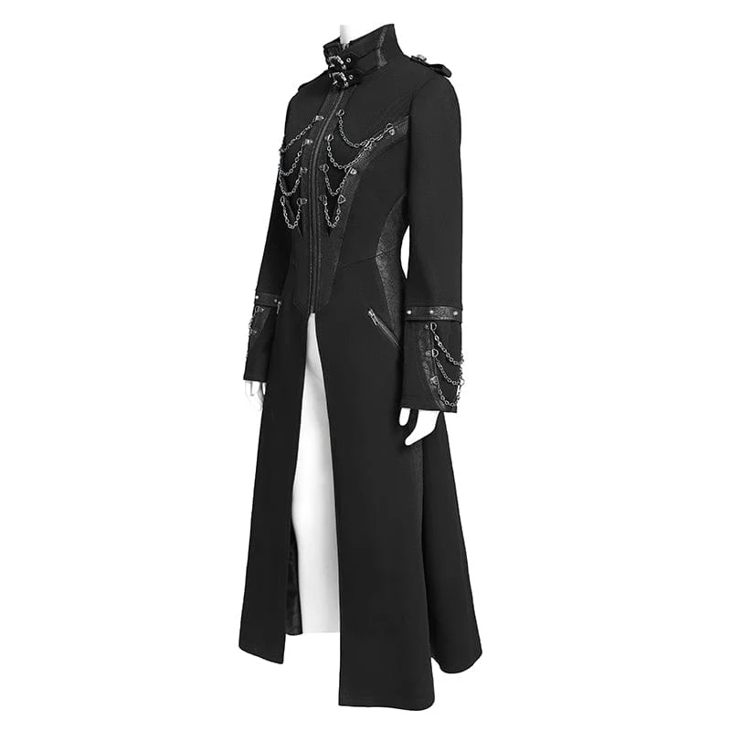 Women's Punk Buckle-up Stand Collar Chain Jacket - Image 8