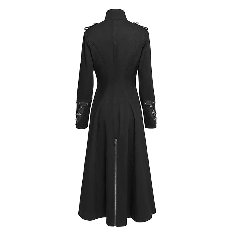 Women's Punk Buckle-up Stand Collar Chain Jacket - Image 9