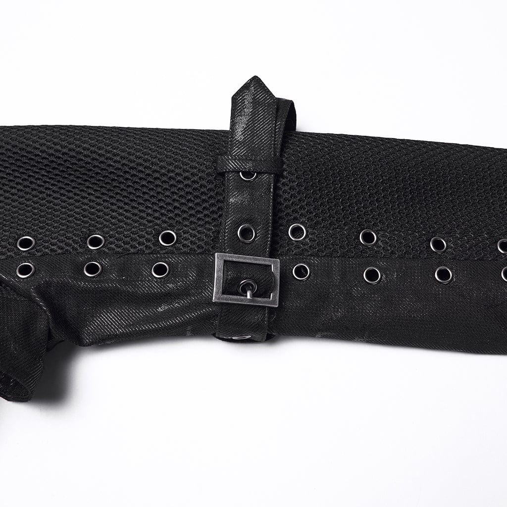 Women's Punk Buckle-up Strap  Eyelet Ultra-Short Jacket with Detachable Chain - Image 9