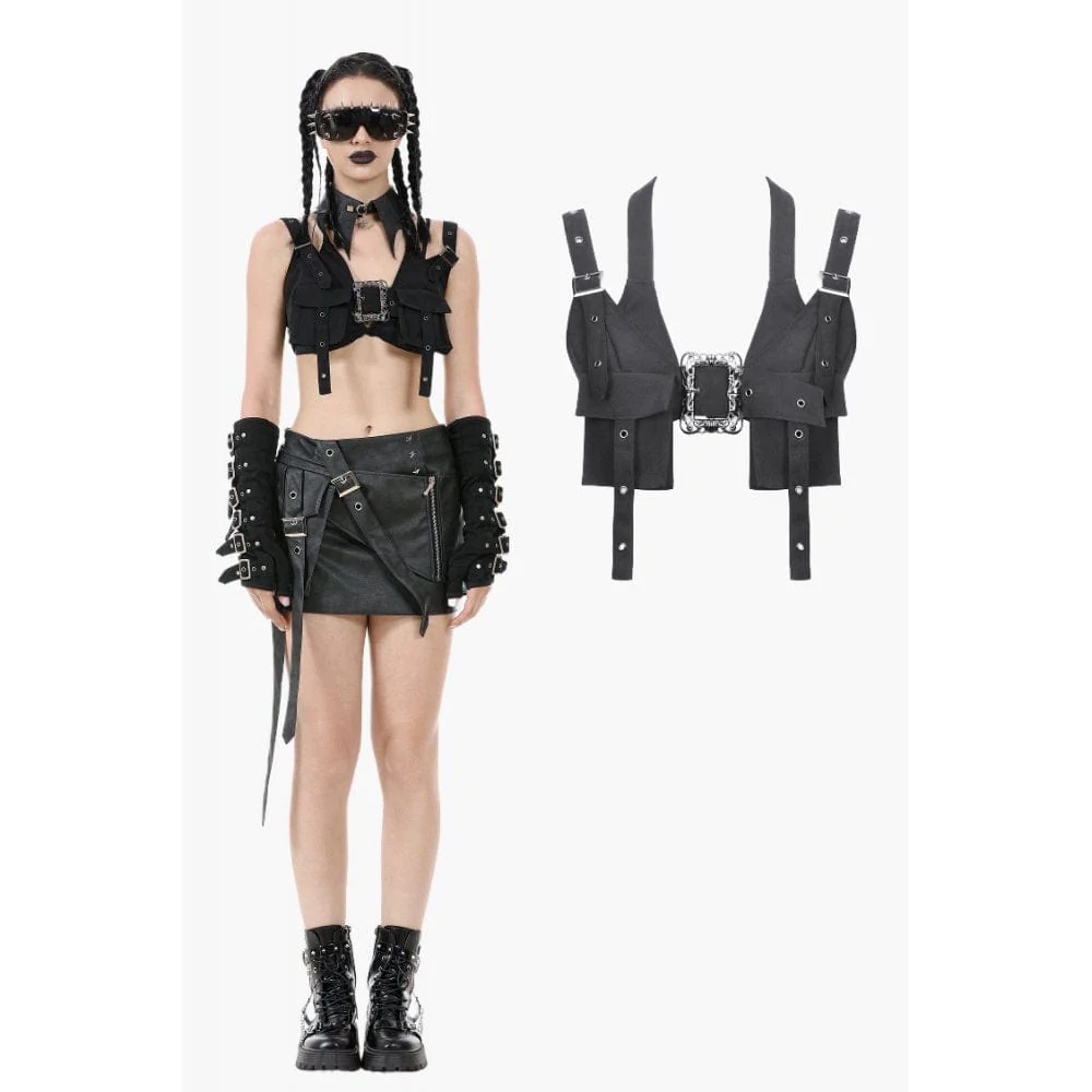 Women's Punk Buckle Utility Vest