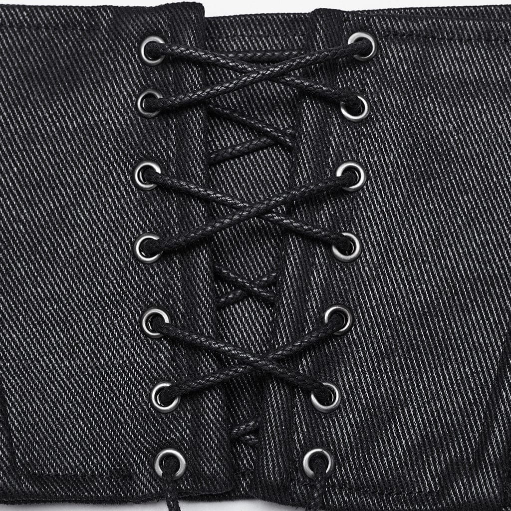 Women's Punk Buckles Lace-up Underbust Corset - Image 7