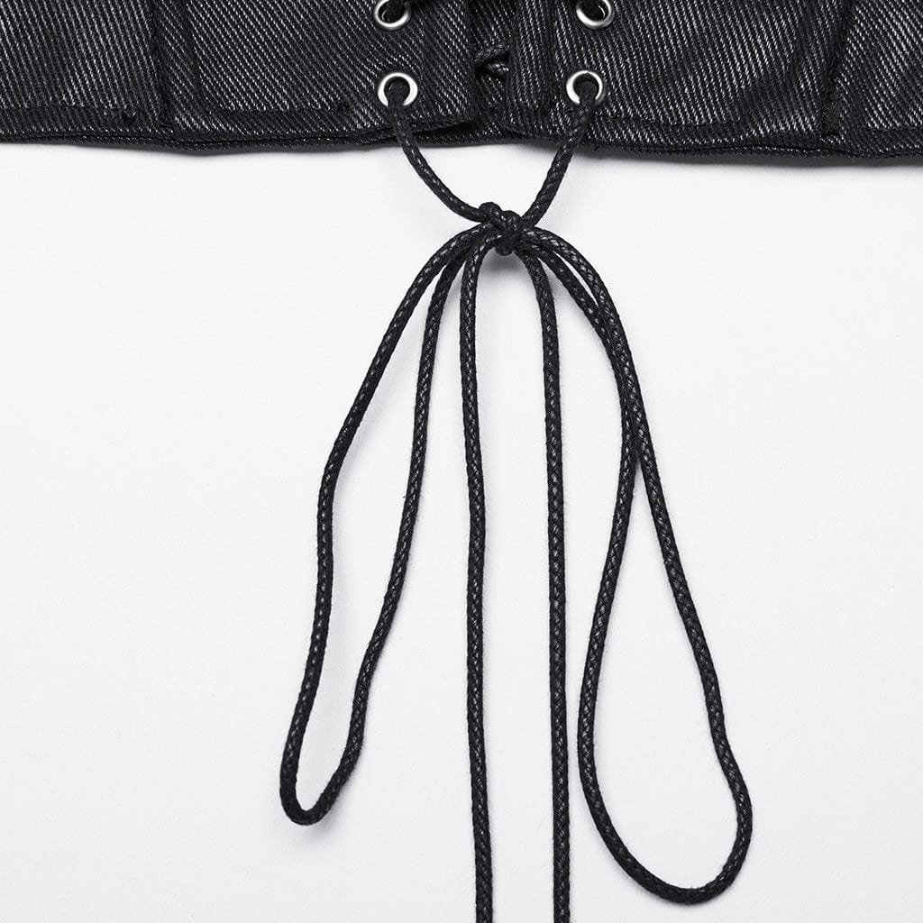 Women's Punk Buckles Lace-up Underbust Corset - Image 9