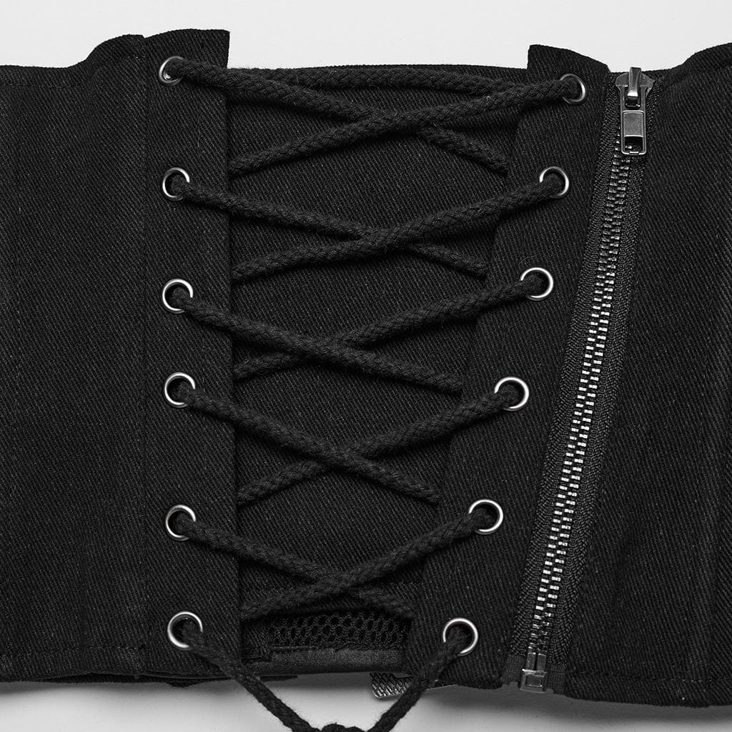 Women's Punk Buckles Mesh Underbust Corsets - Image 7