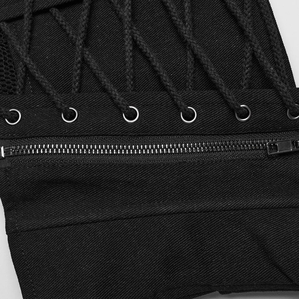 Women's Punk Buckles Mesh Underbust Corsets - Image 9