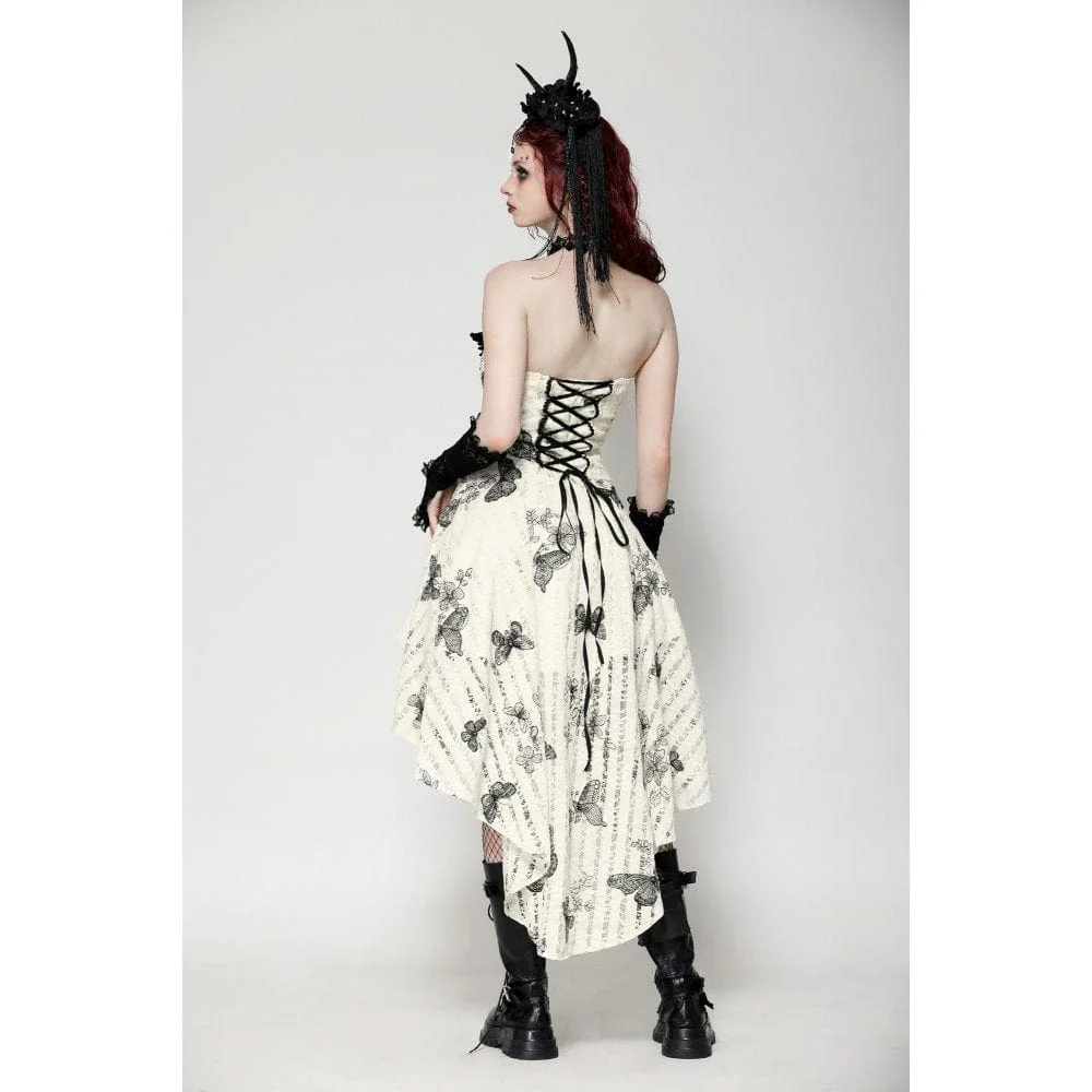 Women's Punk Butterfly Embroidered High/Low Honeymoon Dress - Image 10