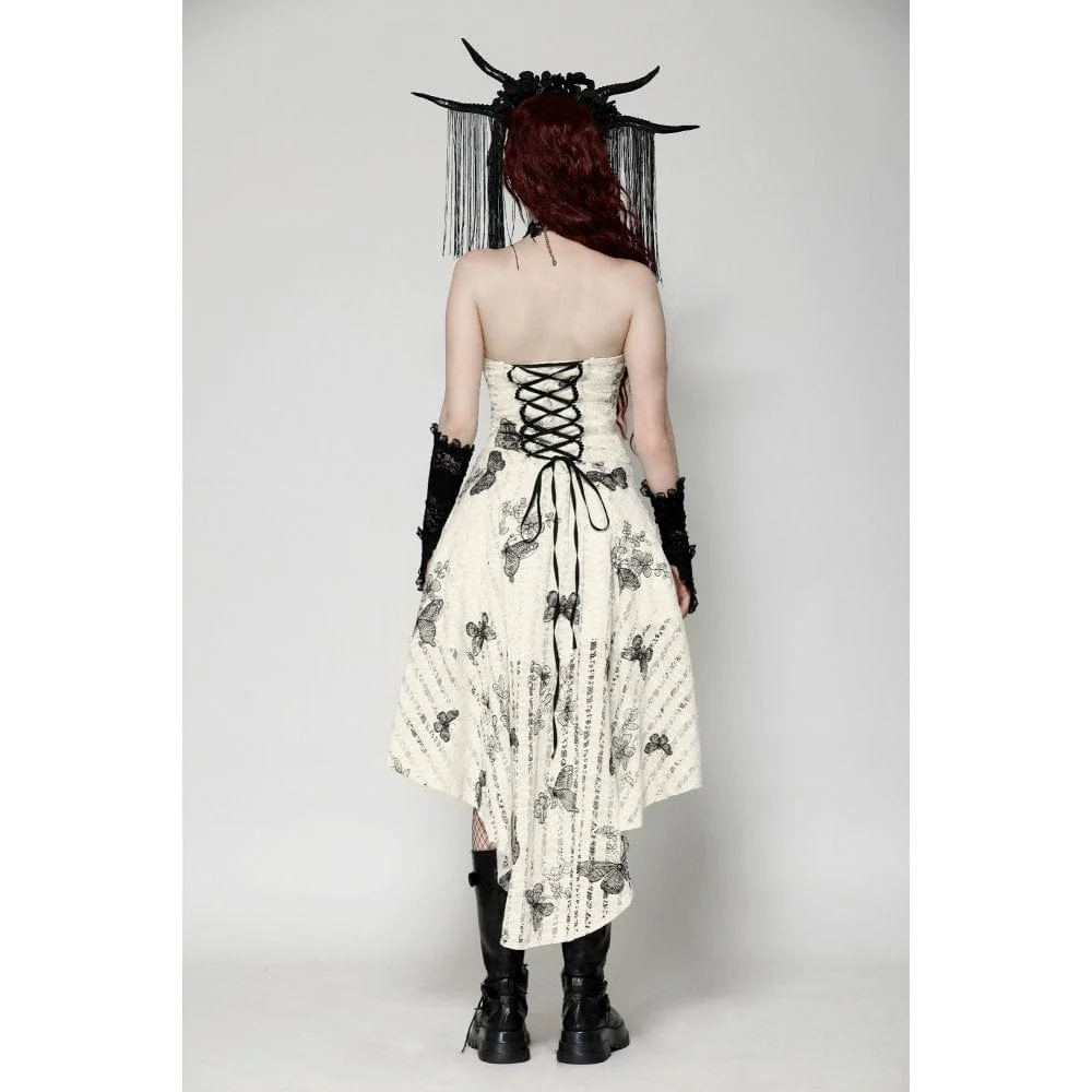 Women's Punk Butterfly Embroidered High/Low Honeymoon Dress - Image 11