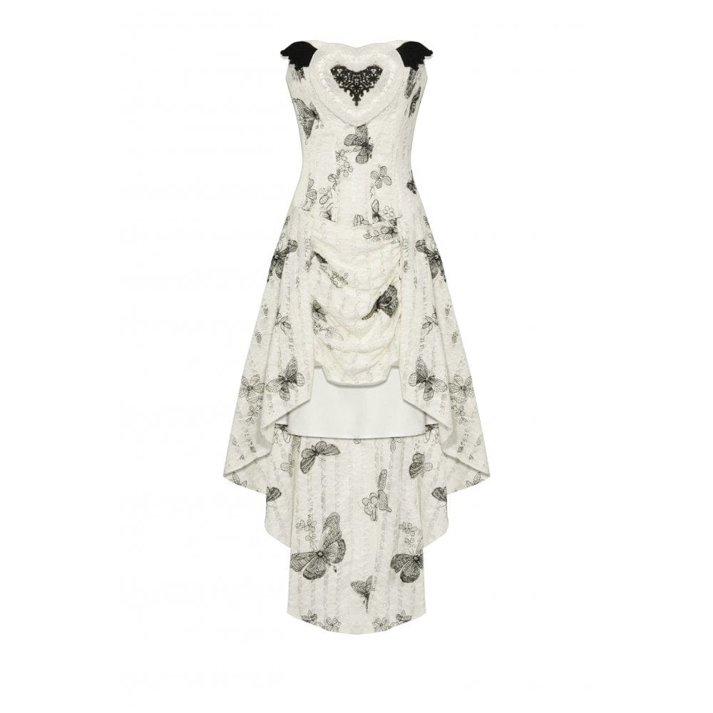 Women's Punk Butterfly Embroidered High/Low Honeymoon Dress - Image 12
