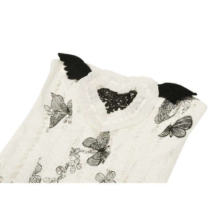 Women's Punk Butterfly Embroidered High/Low Honeymoon Dress - Image 14
