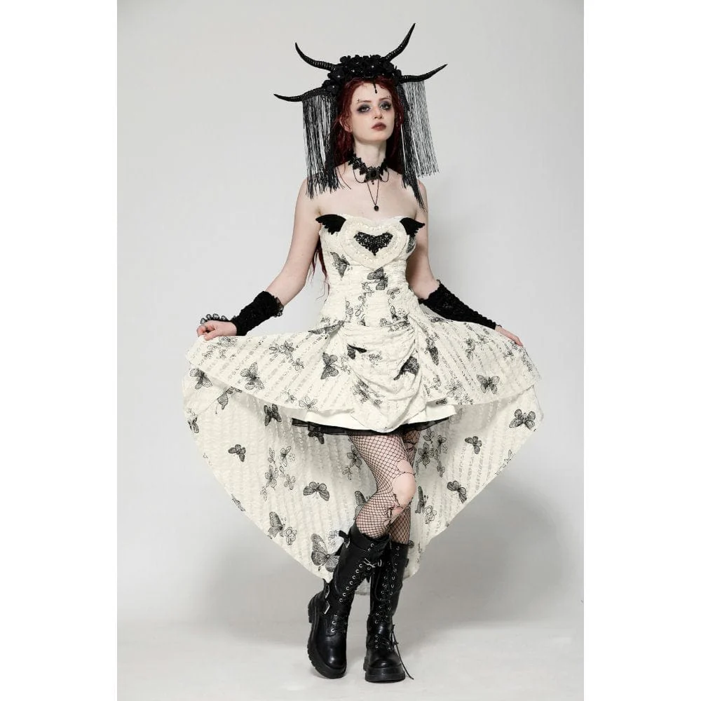 Women's Punk Butterfly Embroidered High/Low Honeymoon Dress - Image 7