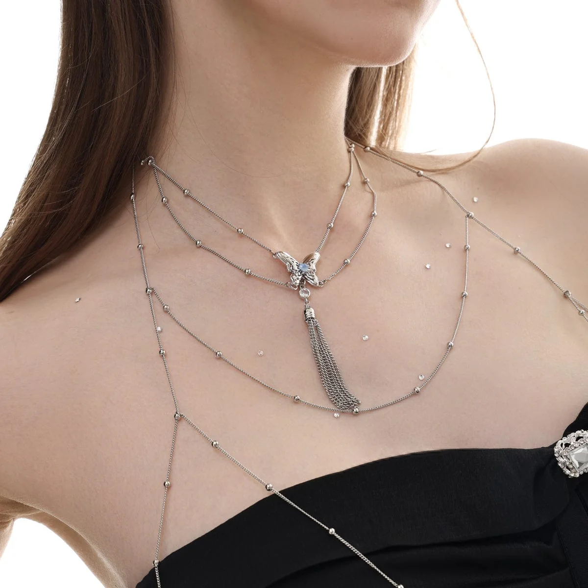 Women's Punk Beaded Layered Necklace - Image 3