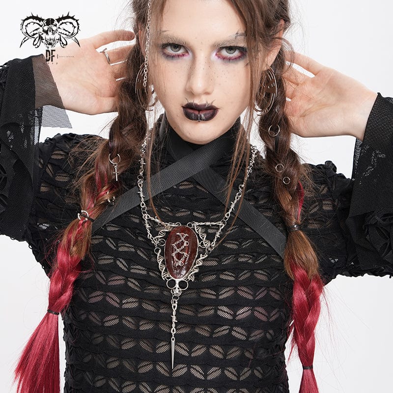 Women's Punk Chain Red Pendant Necklace