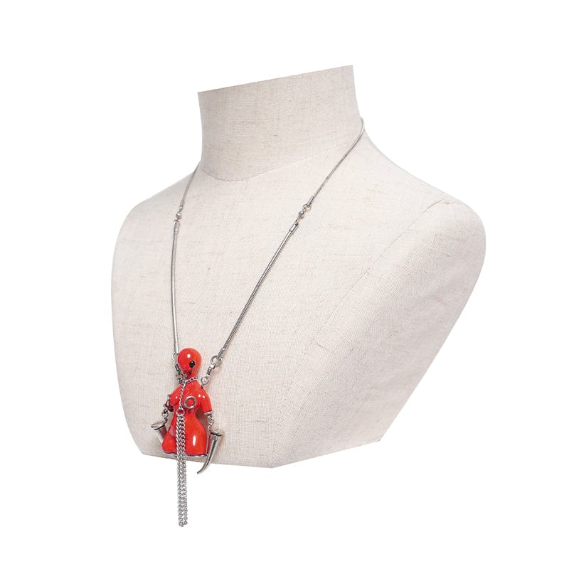 Women's Punk Chain Weird Sci-fi Alien Necklace Red - Image 5