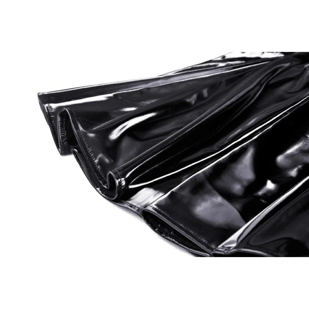 Women's Punk Contrast Color Patent Leather Slip Dress - Image 12