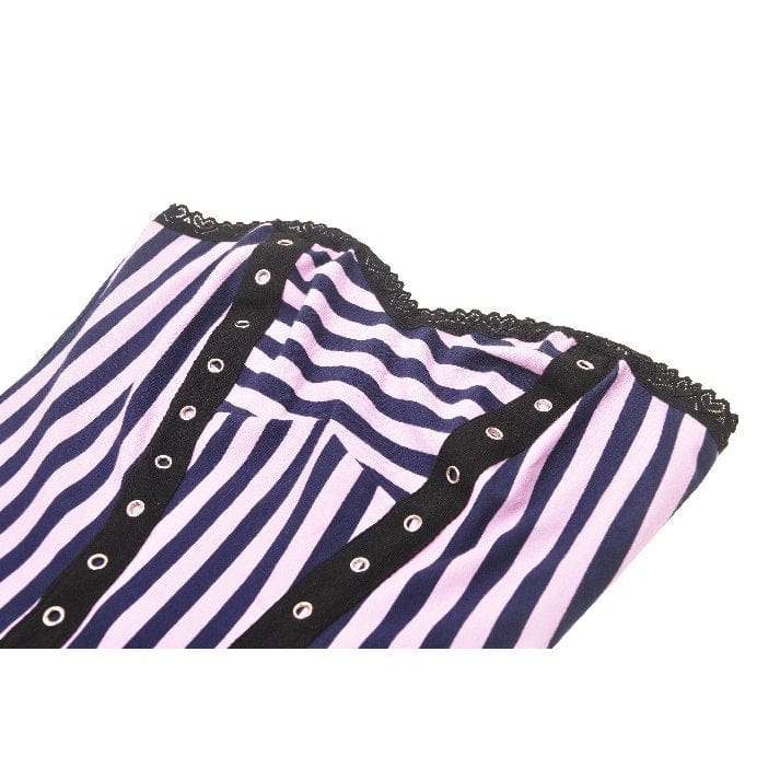 Women's Punk Contrast Color Striped Music Festival Slip Dress - Image 12