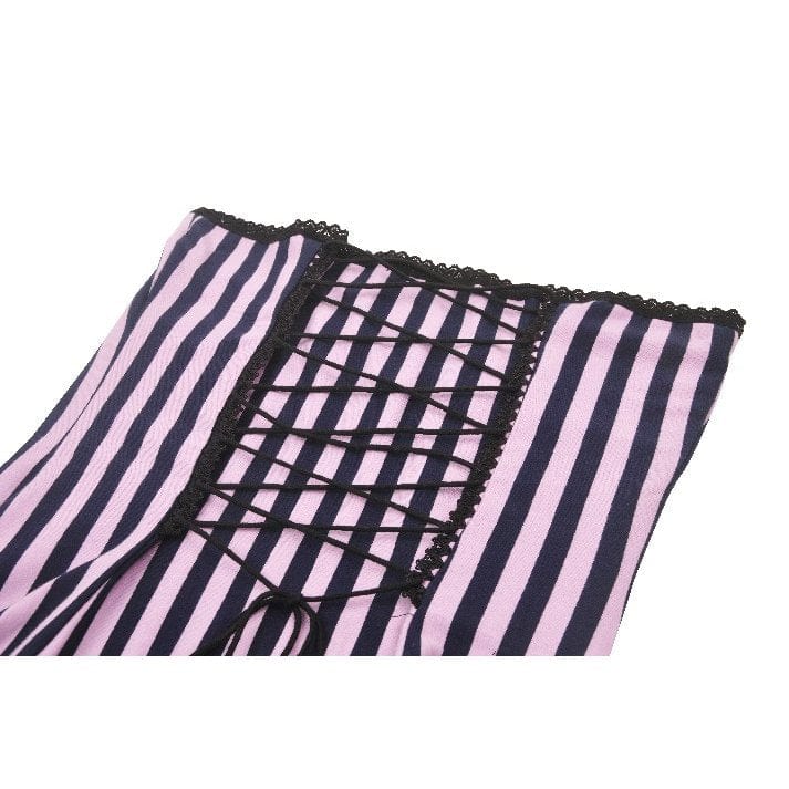 Women's Punk Contrast Color Striped Music Festival Slip Dress - Image 13