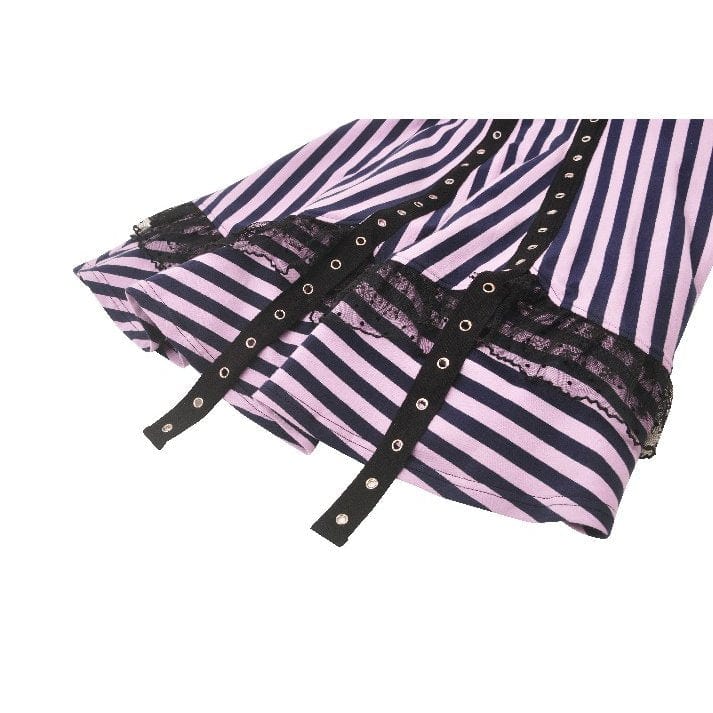 Women's Punk Contrast Color Striped Music Festival Slip Dress - Image 14