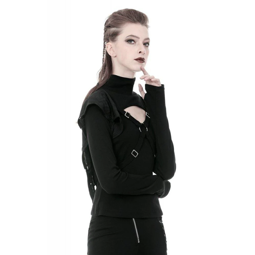 Women's Punk Cross Connection Front Hooded Tops - Image 2