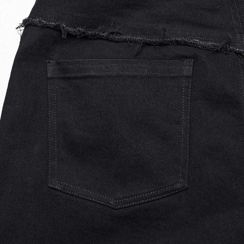 Women's Punk Cross Patch Big-pocket Denim Pants - Image 9