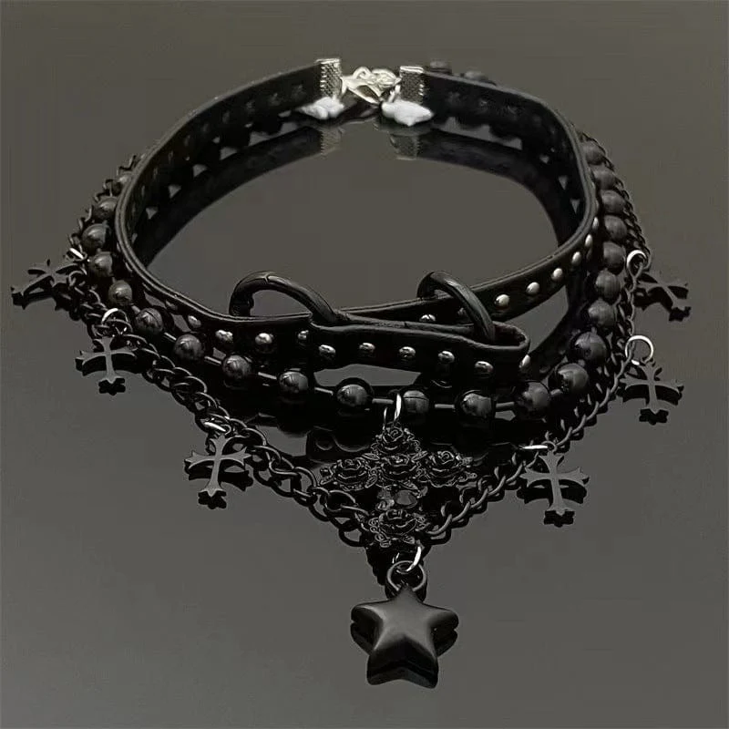 Women's Punk Cross Star Multi-layer Choker - Image 2