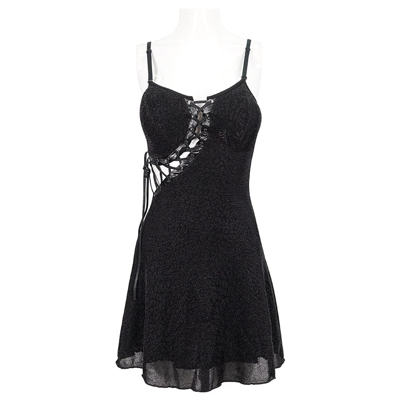 Women's Punk Cutout Asymmetrical Strappy Slip Dress - Image 8