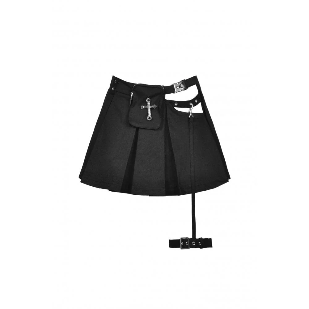Women's Punk Cutout Buckle Pleated Skirt - Image 7
