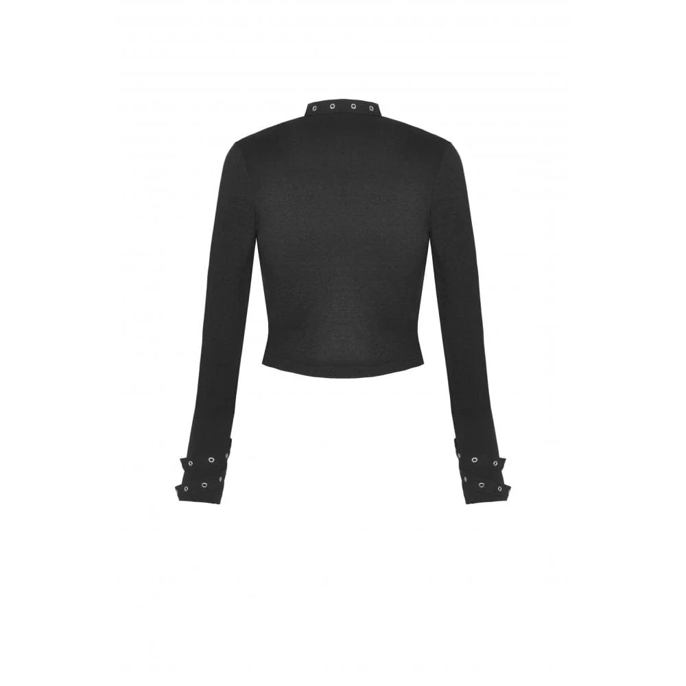 Women's Punk Cutout Cross Eyelet Crop Top - Image 10