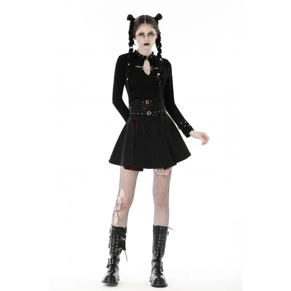 Women's Punk Cutout Cross Eyelet Crop Top - Image 3