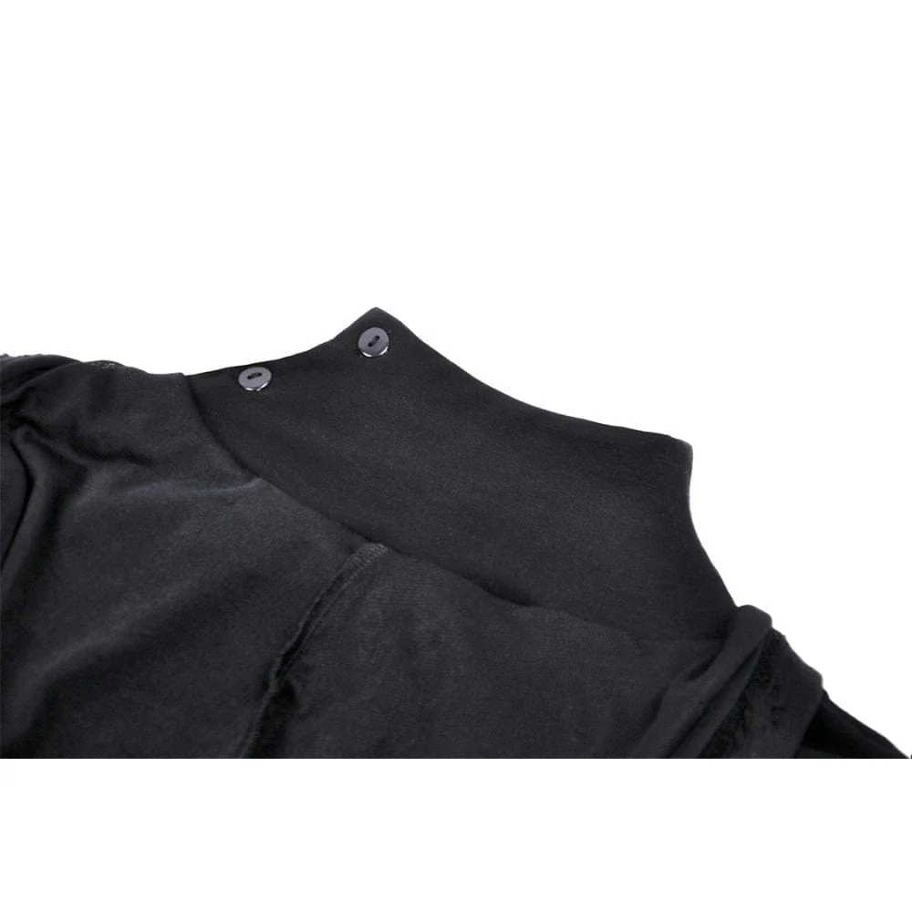 Women's Punk Cutout Eyelet Crop Top with Ripped Hood - Image 14
