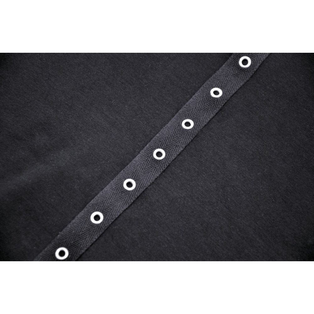 Women's Punk Cutout Eyelet Crop Top with Ripped Hood - Image 16