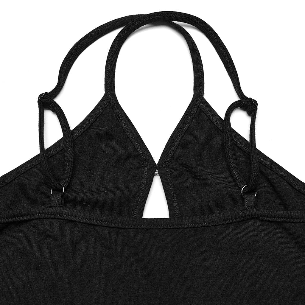 Women's Punk Cutout Halterneck Tank Top - Image 7