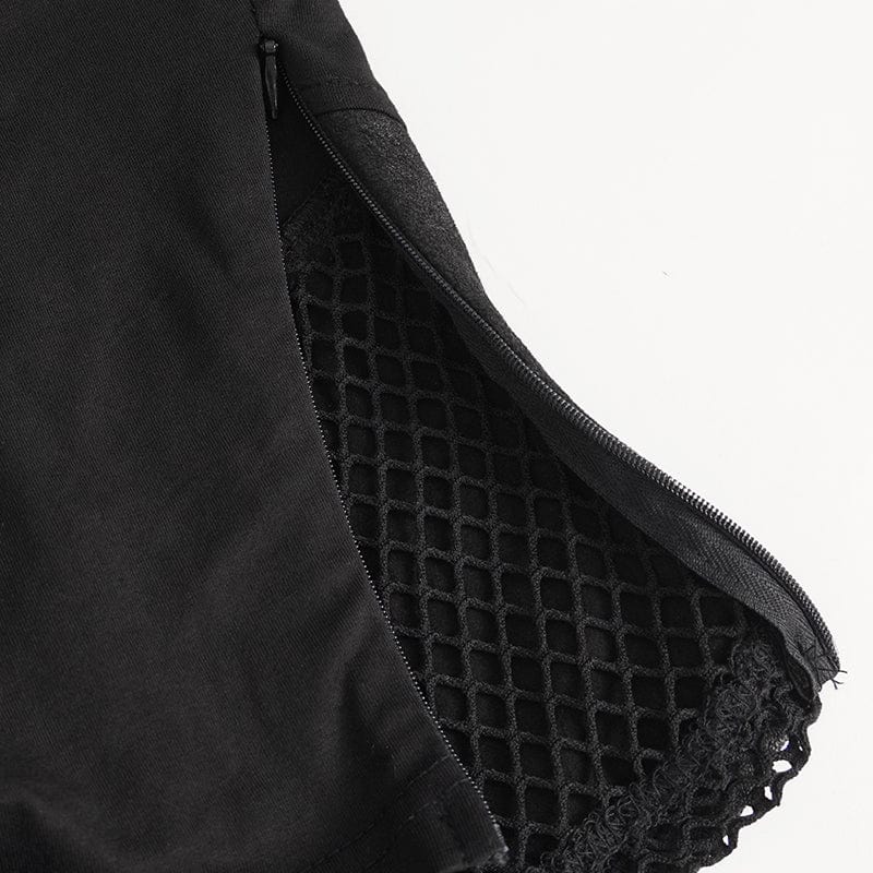 Women's Punk Cutout Mesh Short Sleeved Crop Top - Image 13