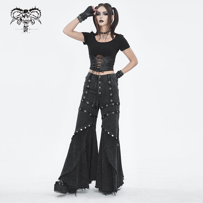 Women's Punk Cutout Mesh Short Sleeved Crop Top - Image 5