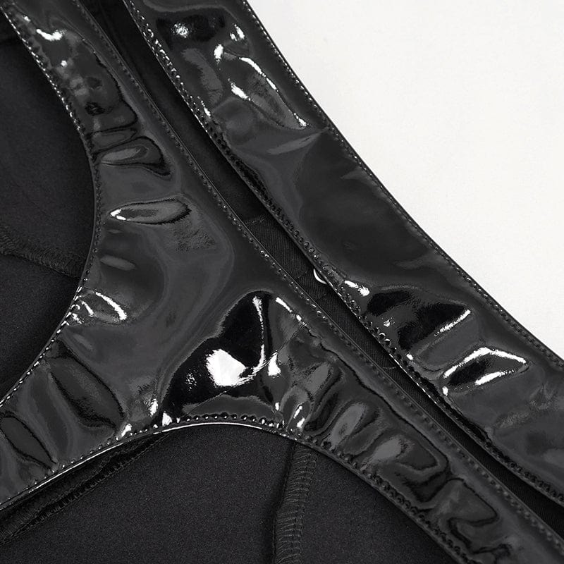 Women's Punk Cutout Patent Leather Shorts - Image 10