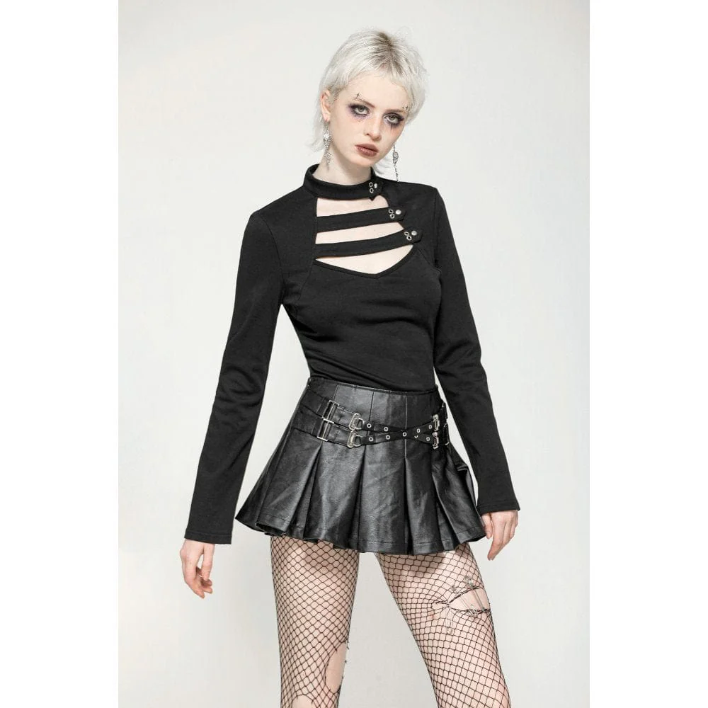 Women's Punk Cutout Plunging Shirt - Image 3