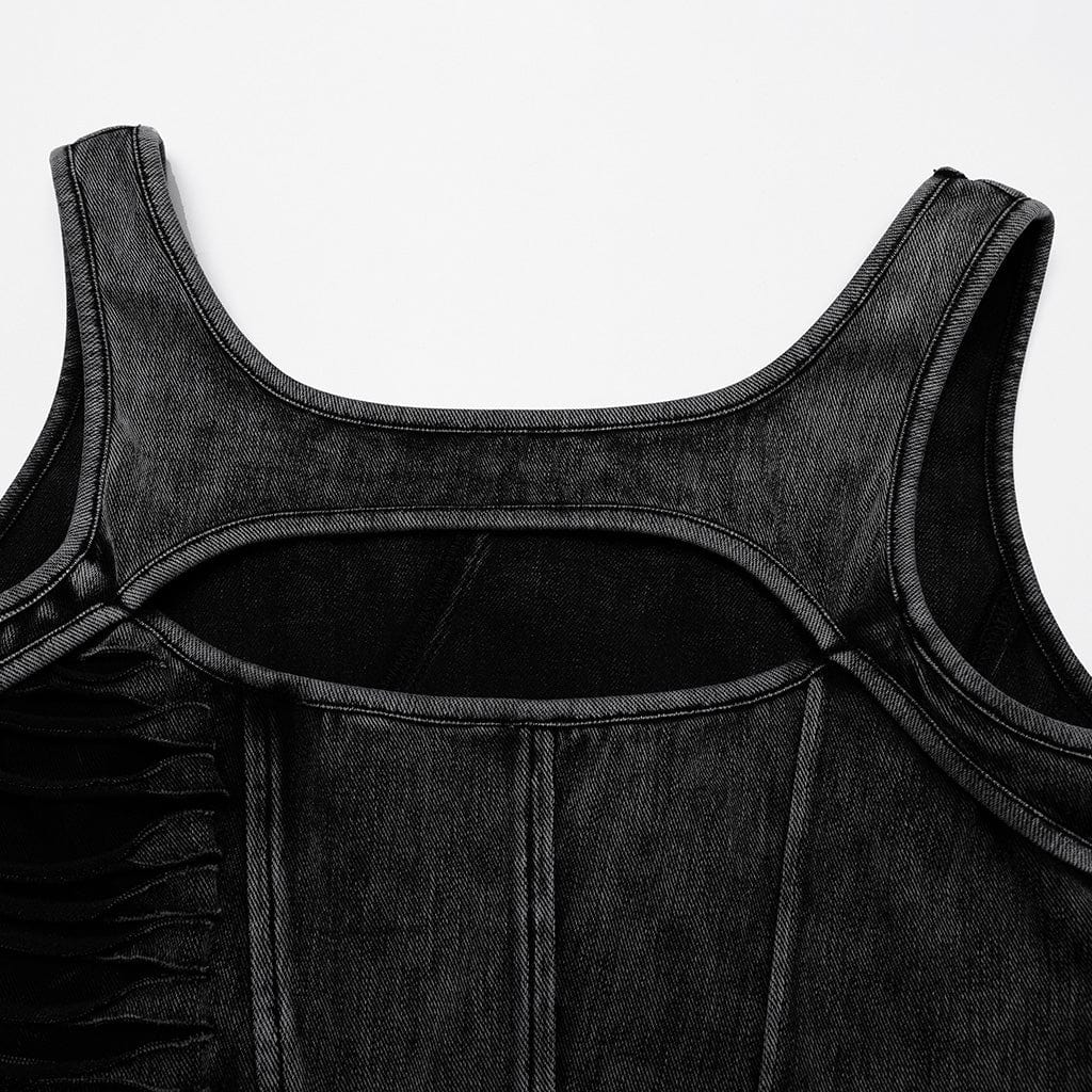 Women's Punk Cutout Ripped Distressed Vest - Image 6