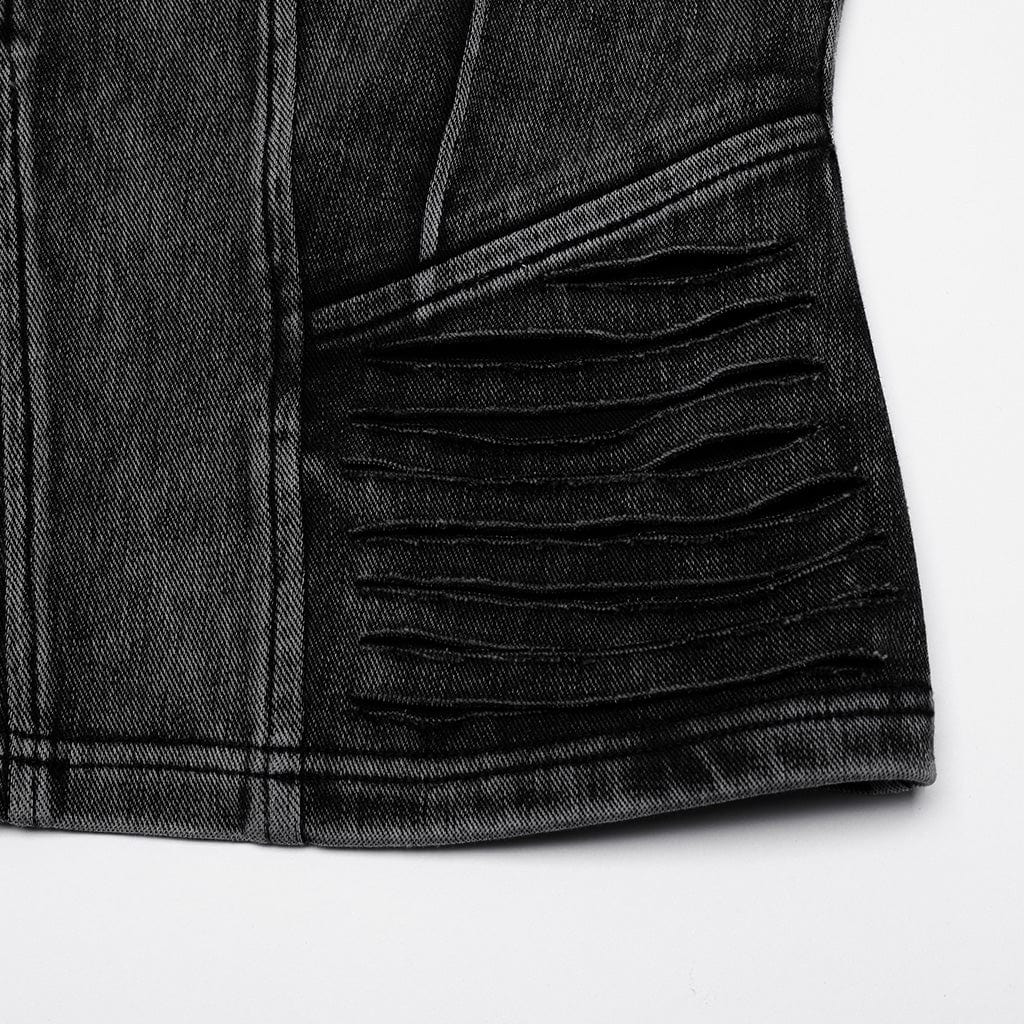 Women's Punk Cutout Ripped Distressed Vest - Image 9