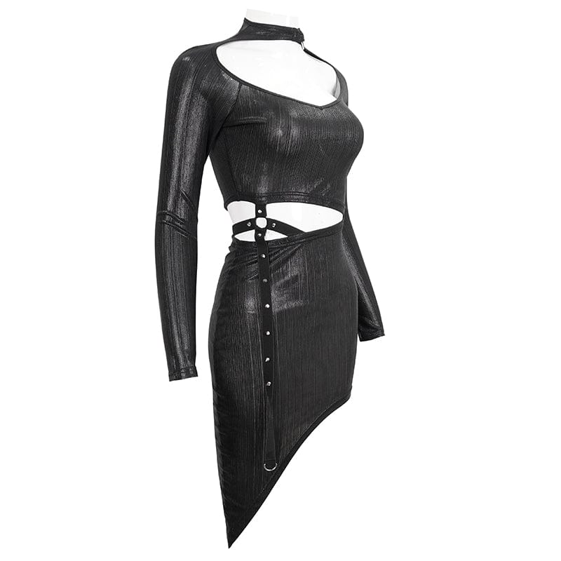 Women's Punk Cutout Slim Fitted Irregular Dress - Image 6