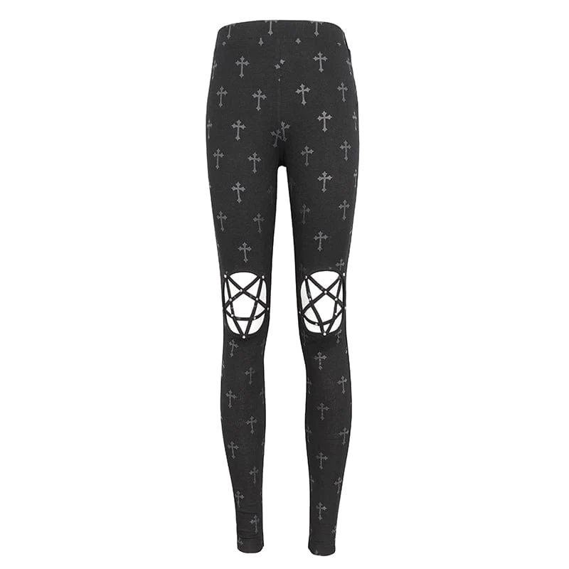 Women's Punk Cutout Spaghetti Straps Leggings - Image 7