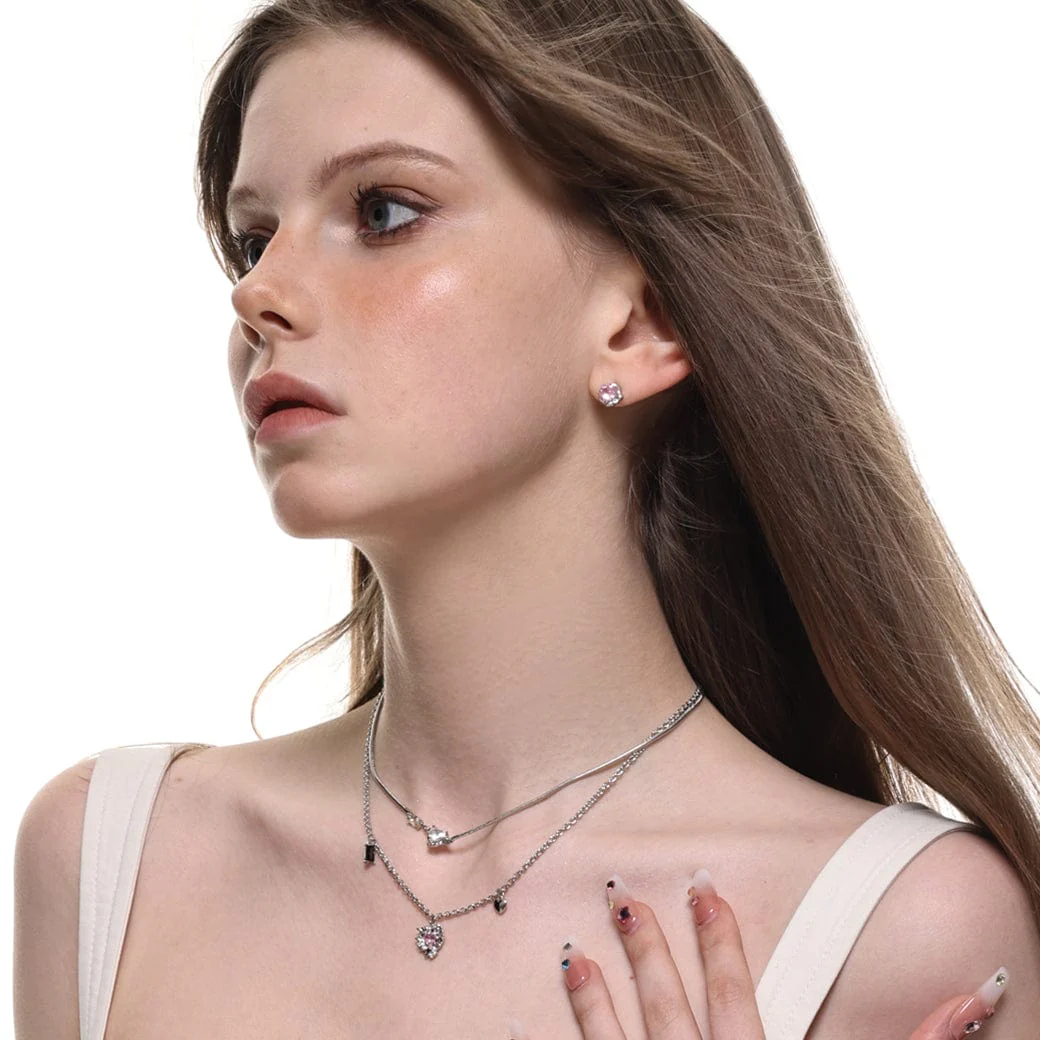 Women's Punk Diamante Layered Necklace - Image 4