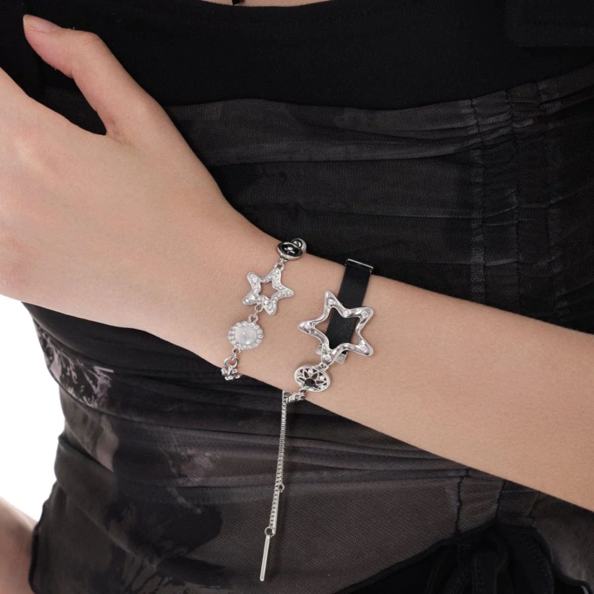 Women's Punk Diamante Star Bracelet